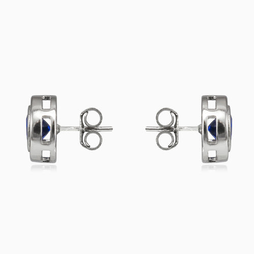 Silberne Ohrstecker mit blauem Stein