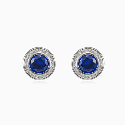 Silberne Ohrstecker mit blauem Stein