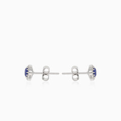 Pendientes de plata esterlina con zafiro y halo
