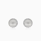 Silver stud earrings with pearl