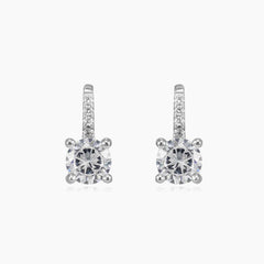 Silver earrings with round large cubic zirconia