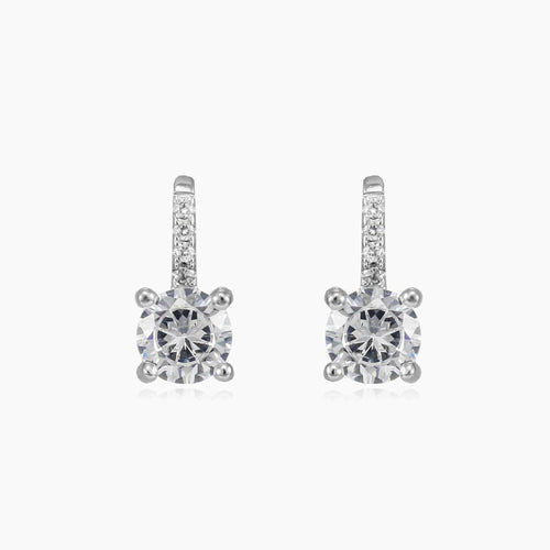 Silver earrings with round large cubic zirconia
