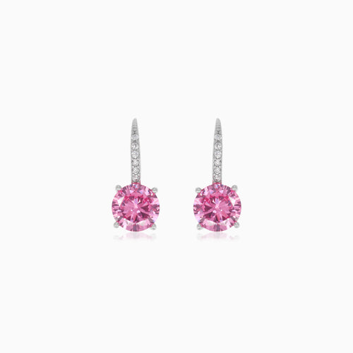 Sterlingsilber-Tropfenohrringe mit rundem Rosenquarz