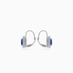 Halo-Tropfen-Schliff-Saphir-Ohrringe aus Sterlingsilber
