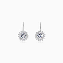 Halo-Sterlingsilber-Drop-Ohrringe mit Zirkonia