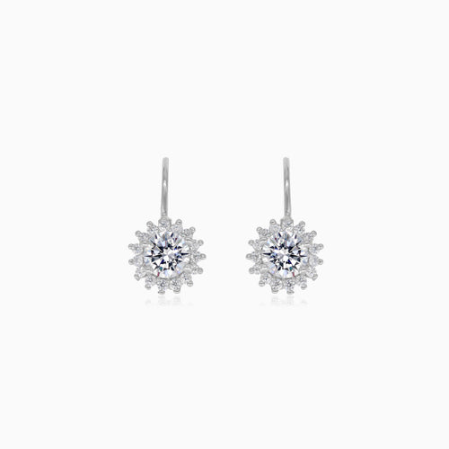 Halo-Sterlingsilber-Drop-Ohrringe mit Zirkonia