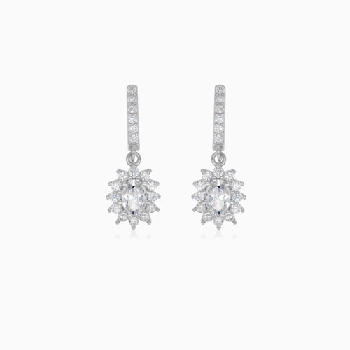 Halo-Silber-Hängerohrringe mit Zirkonia