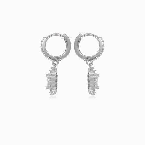 Halo-Silber-Hängerohrringe mit Zirkonia
