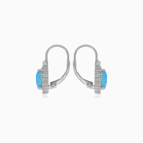 Sterlingsilber Halo Blaue Birnen-Opal Ohrringe