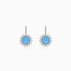 Sterlingsilber Halo Blaue Runde Opal Ohrringe