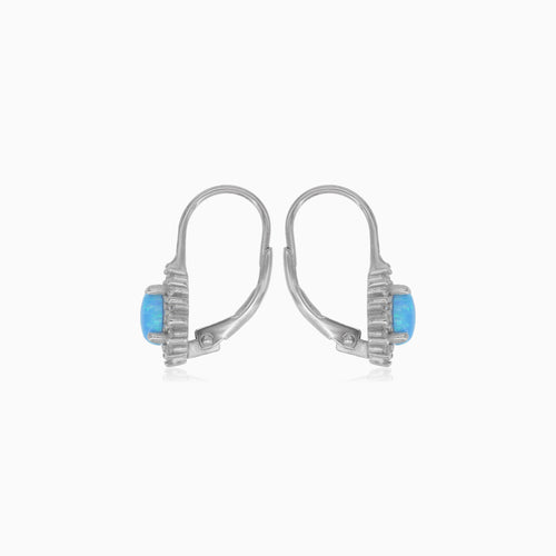 Sterlingsilber Halo Blaue Runde Opal Ohrringe