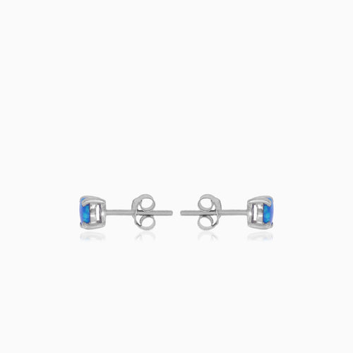 Sterling silver blue opal stud earrings on prong set
