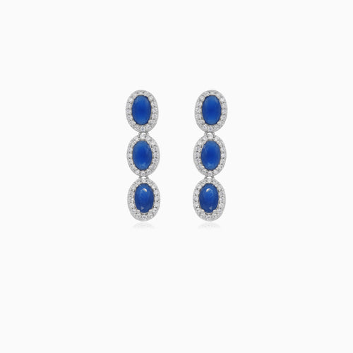 Halo-Ohrringe mit Saphir