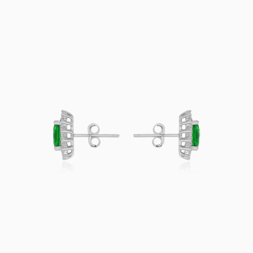 Sterlingsilber Halo Smaragd Ohrstecker