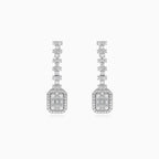 Elegant halo sterling silver drop earrings for women