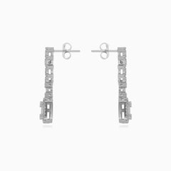 Elegant halo sterling silver drop earrings for women