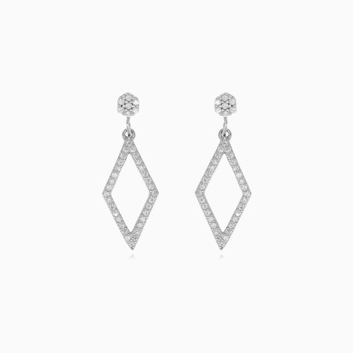 Ohrringe aus Sterlingsilber in Rautenform mit Zirkonia