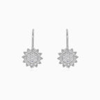 Pendientes colgantes de flor de plata esterlina