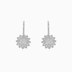 Pendientes colgantes de flor de plata esterlina