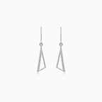 Sterling silver dangling earrings with curved triangle