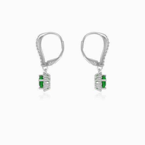 Pendientes halo de esmeralda de plata esterlina