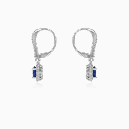 Sterling silver halo sapphire earrings