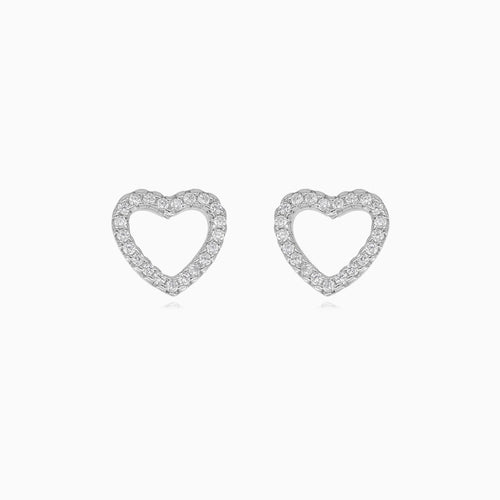Sterling Silber Herz Ohrstecker mit Zirkonia