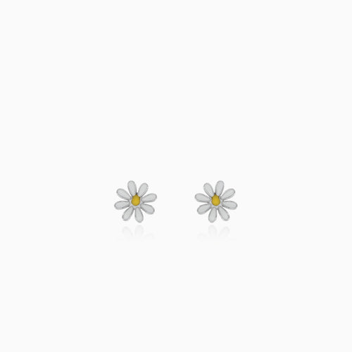 Sterling-Silber-Gänseblümchen-Ohrstecker mit Emaille