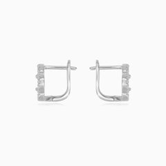 Boucles d’oreilles pendantes trèfle en perle et argent sterling
