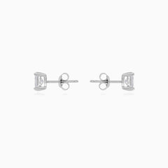 Pendientes de tuerca unisex de plata esterlina con corte princesa