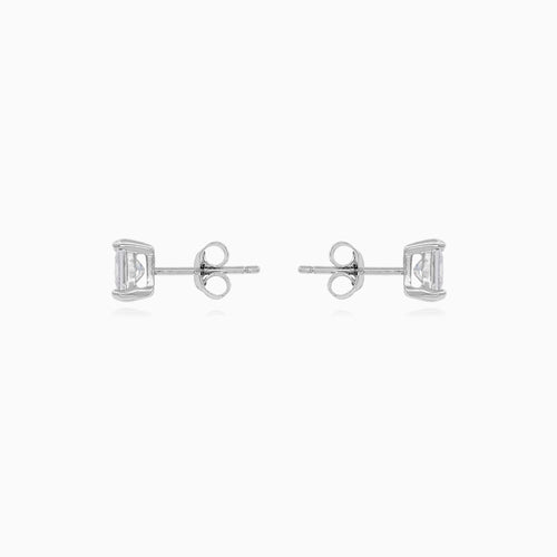 Pendientes de tuerca unisex de plata esterlina con corte princesa
