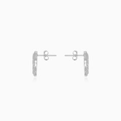 Pendientes de botón de trébol con ágata verde en plata de ley