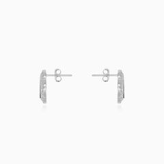 Halo sterling silver clover onyx stud earrings