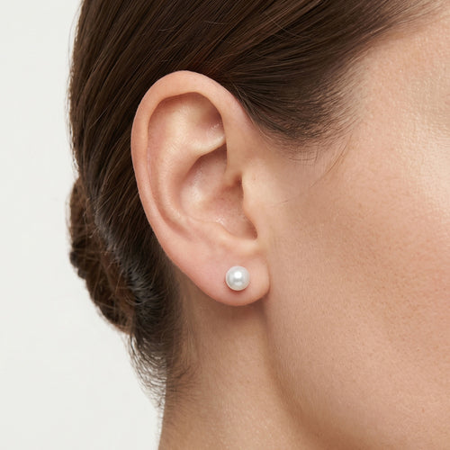 Classic Silver Pearl Stud Earrings