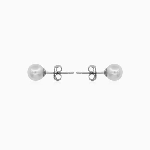 Classic Silver Pearl Stud Earrings