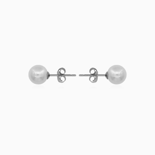 Classic Silver Pearl Stud Earrings