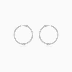 Sterling Silver Zirconia Hoop Earrings