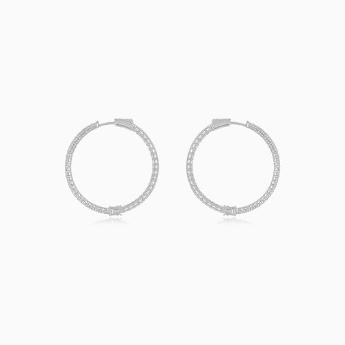 Sterling Silver Zirconia Hoop Earrings