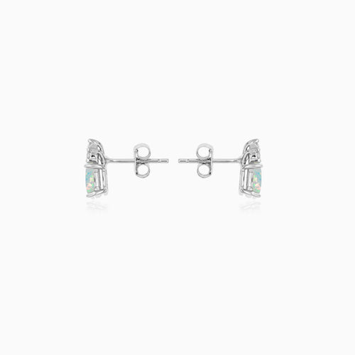 Sterling Silver White Opal Stud Earrings