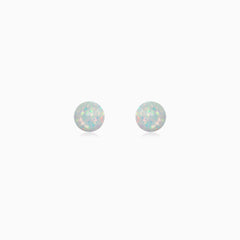 Sterling Silver White Opal Stud Earrings
