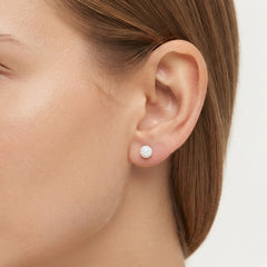 Sterling Silver White Opal Stud Earrings
