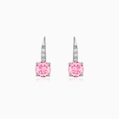 Sterling Silver Earrings With Pink Quartz