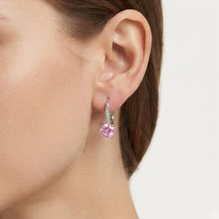 Sterling Silver Earrings With Pink Quartz