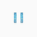 Sterling Silver Cushion Cut Blue Topaz Hoop Earrings