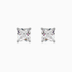 Sterling Silver Princess Cut Zirconia Stud Earrings