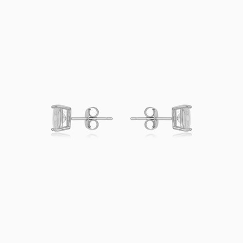 Sterling Silver Princess Cut Zirconia Stud Earrings
