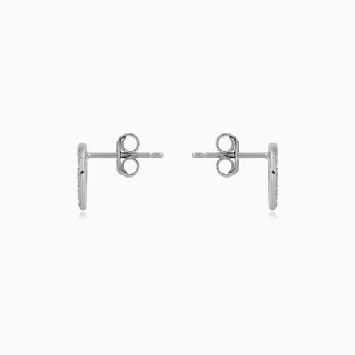 Sterling Silver Heart Zirconia Stud Earrings