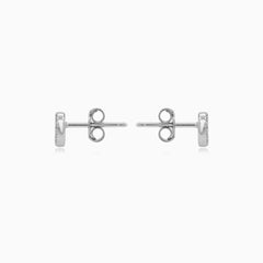 Sterling Silver Open Heart Cubic Zirconia Stud Earrings