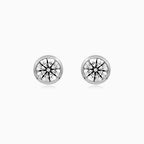 Sterling Silver Bezel Set Cubic Zirconia Stud Earrings