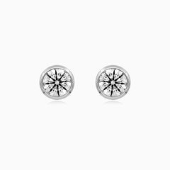 Sterling Silver Bezel Set Cubic Zirconia Stud Earrings